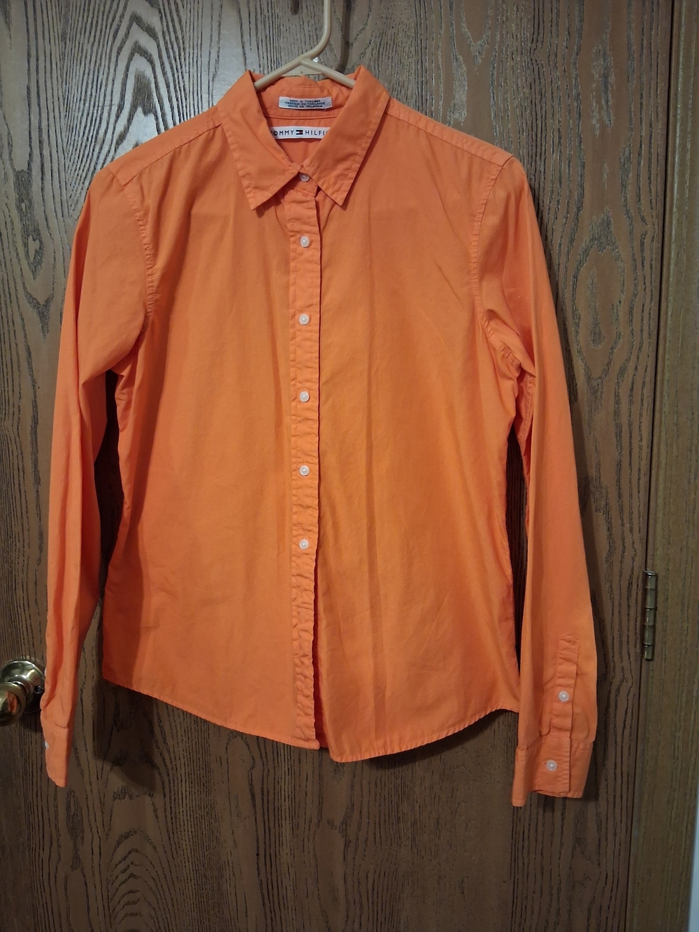 Vintage Tommy Hilfiger Orange Long-Sleeve Button-Down Shirt